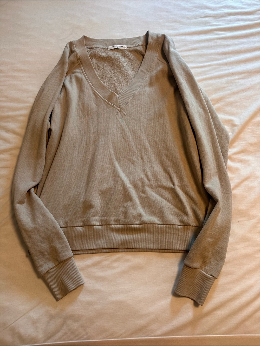 perfectwhitetee Women's V-Neck Sweatshirt in Beige